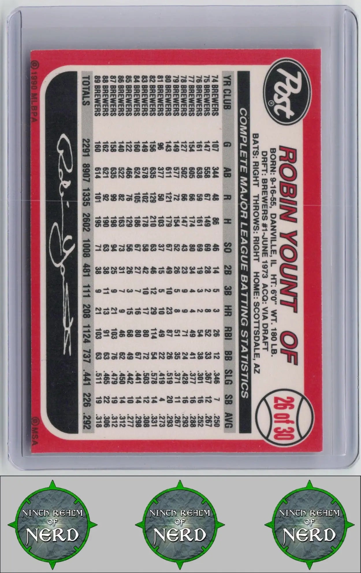 Robin Yount 1990 Post #26 Milwaukee Brewers CDP