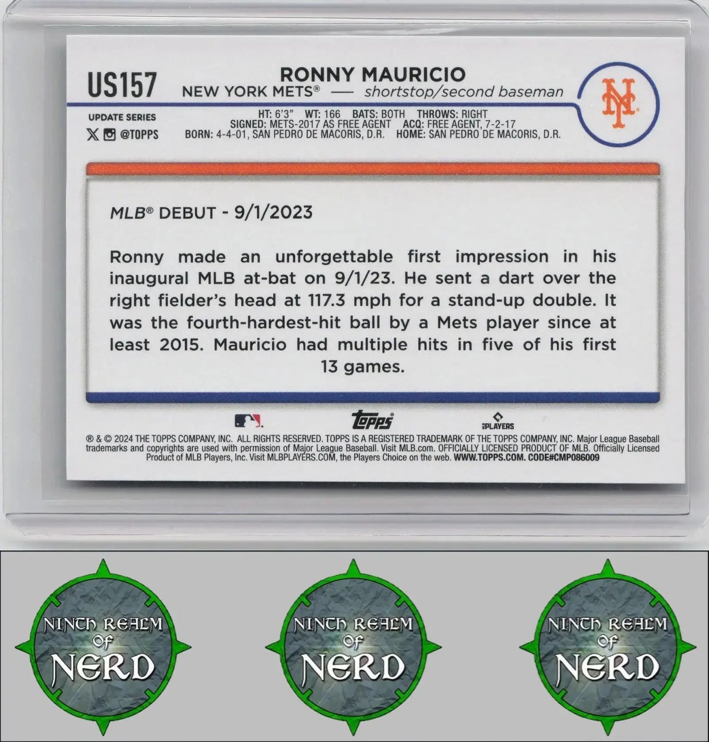 Ronny Mauricio 2024 Topps Update #US157 New York Mets CDP