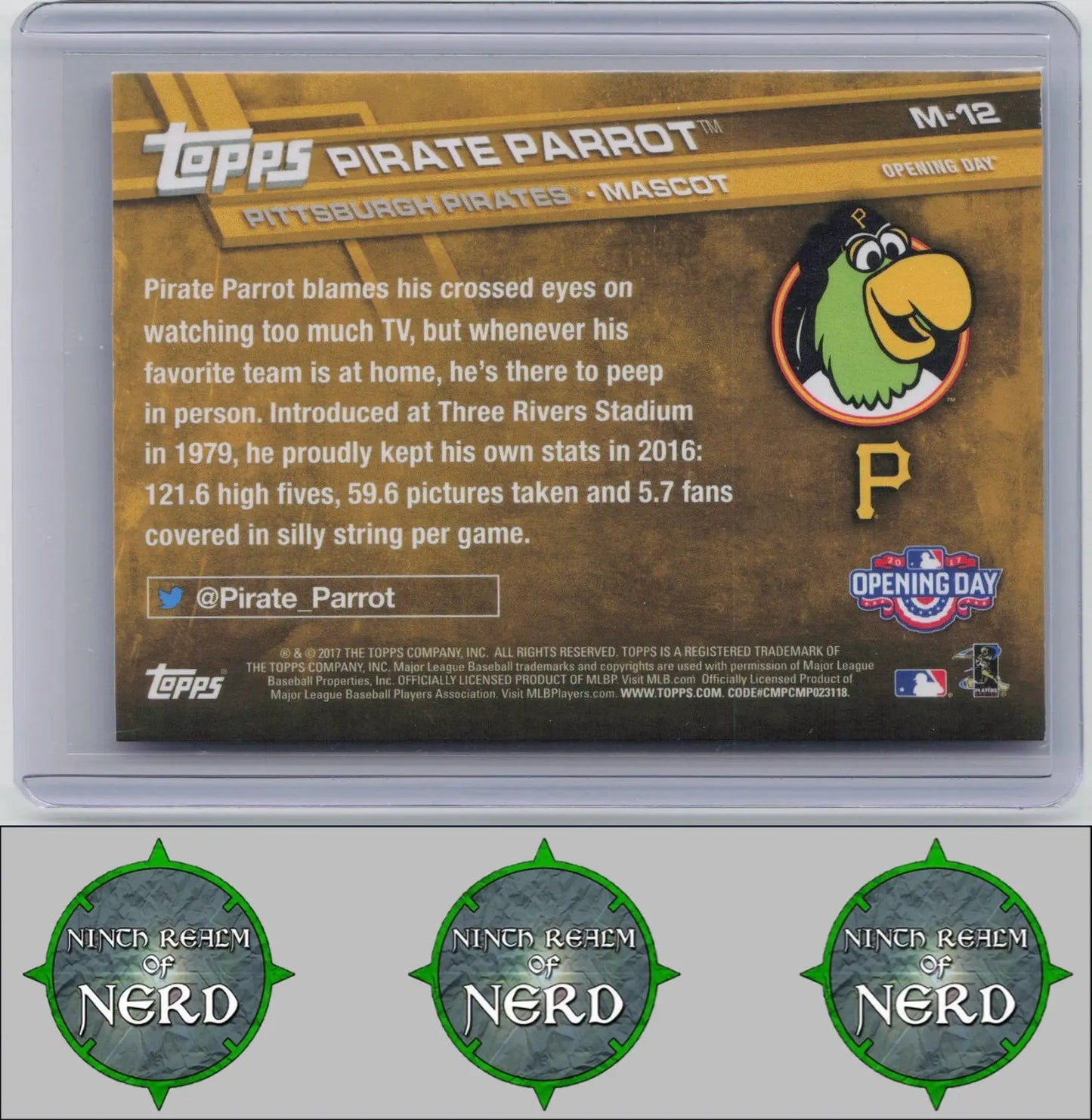 Pirate Parrot 2017 Topps Opening Day Mascots #M-12 Pittsburgh Pirates CDP