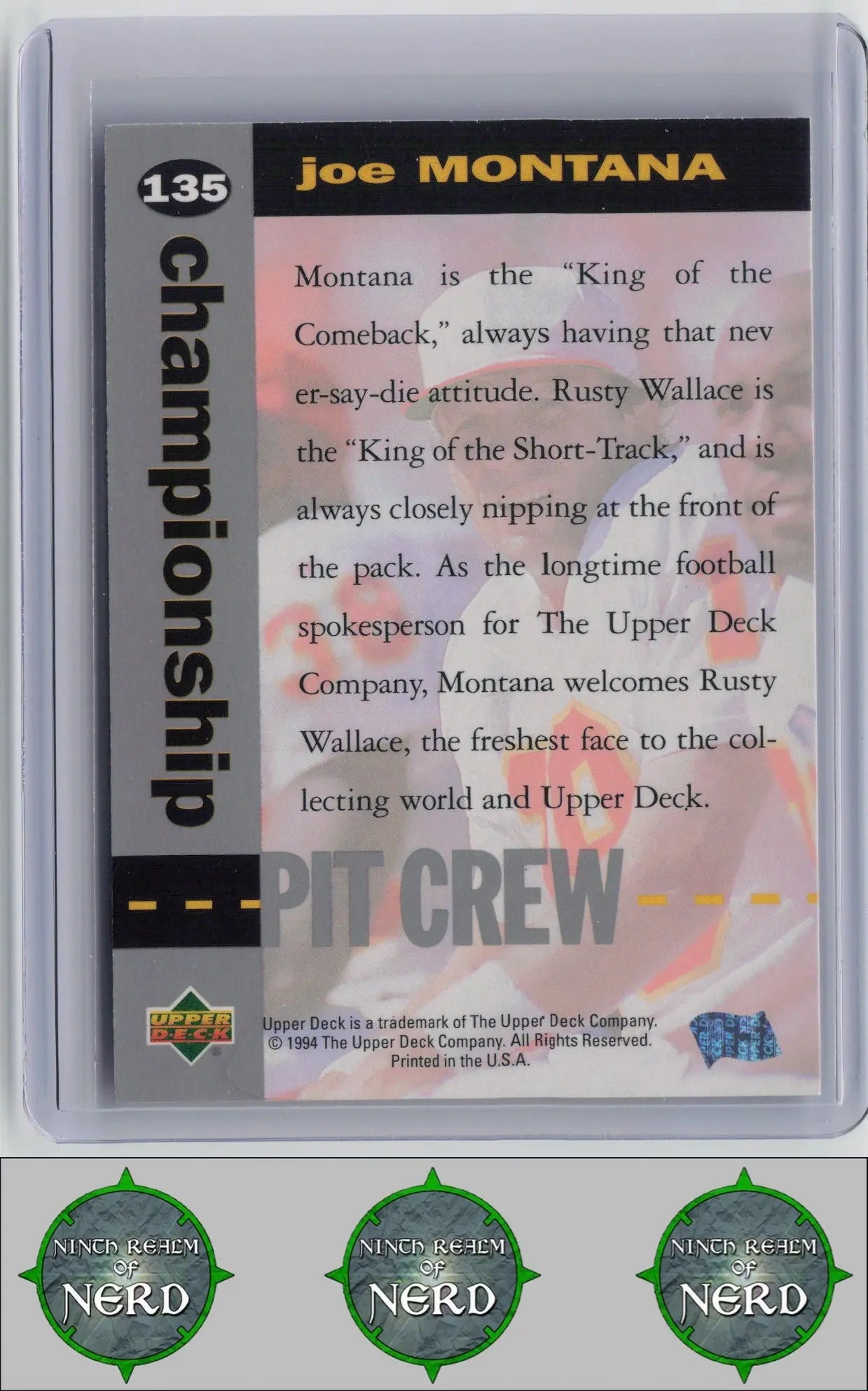 Joe Montana 1995 Upper Deck Silver Signature / Electric Silver #135 49ers/Chiefs