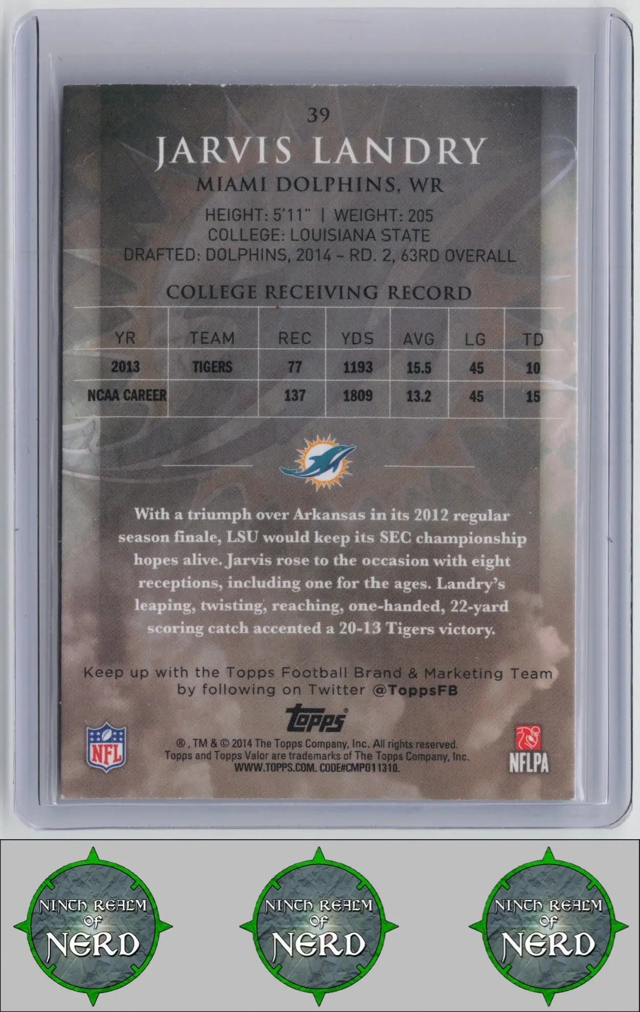 Jarvis Landry 2014 Topps Valor Speed #39 RC Miami Dolphins CDP