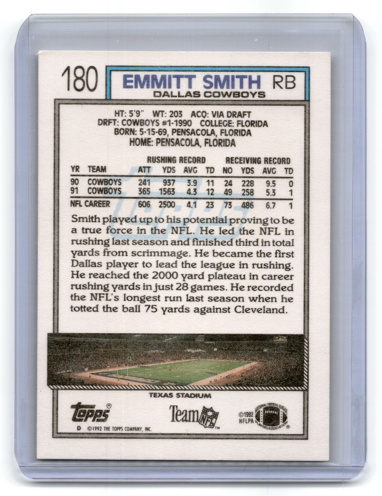 1992 Topps #180 Emmitt Smith NM