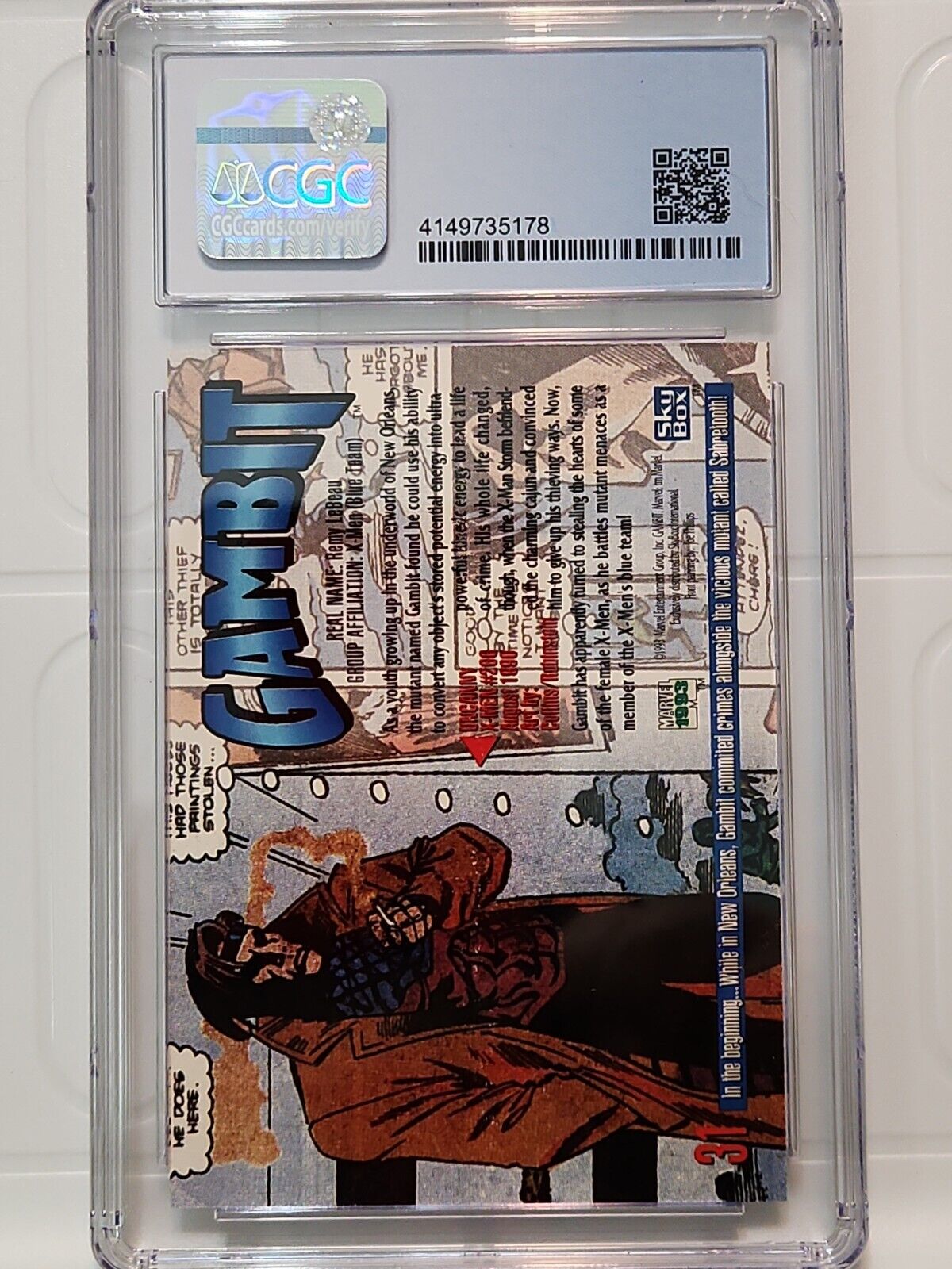 1993 Marvel Masterpieces #31 Gambit CGC 8.5 NM/Mint +