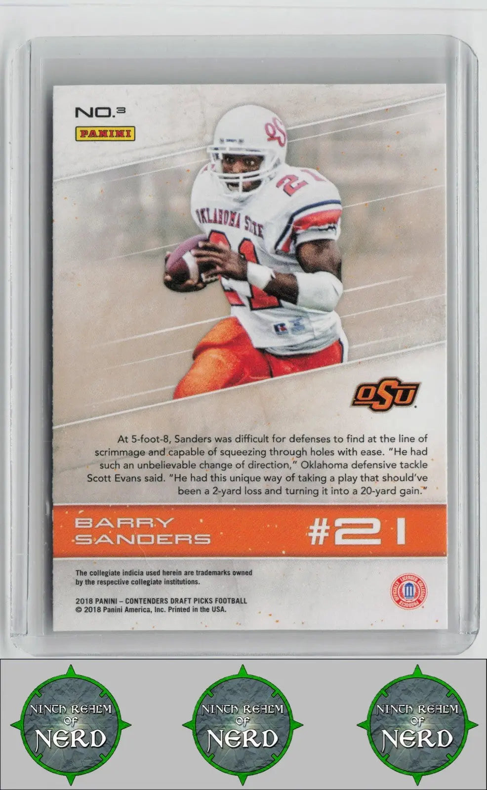 Barry Sanders 2018 Panini Contenders DP Old School Colors #3 Oklahoma State