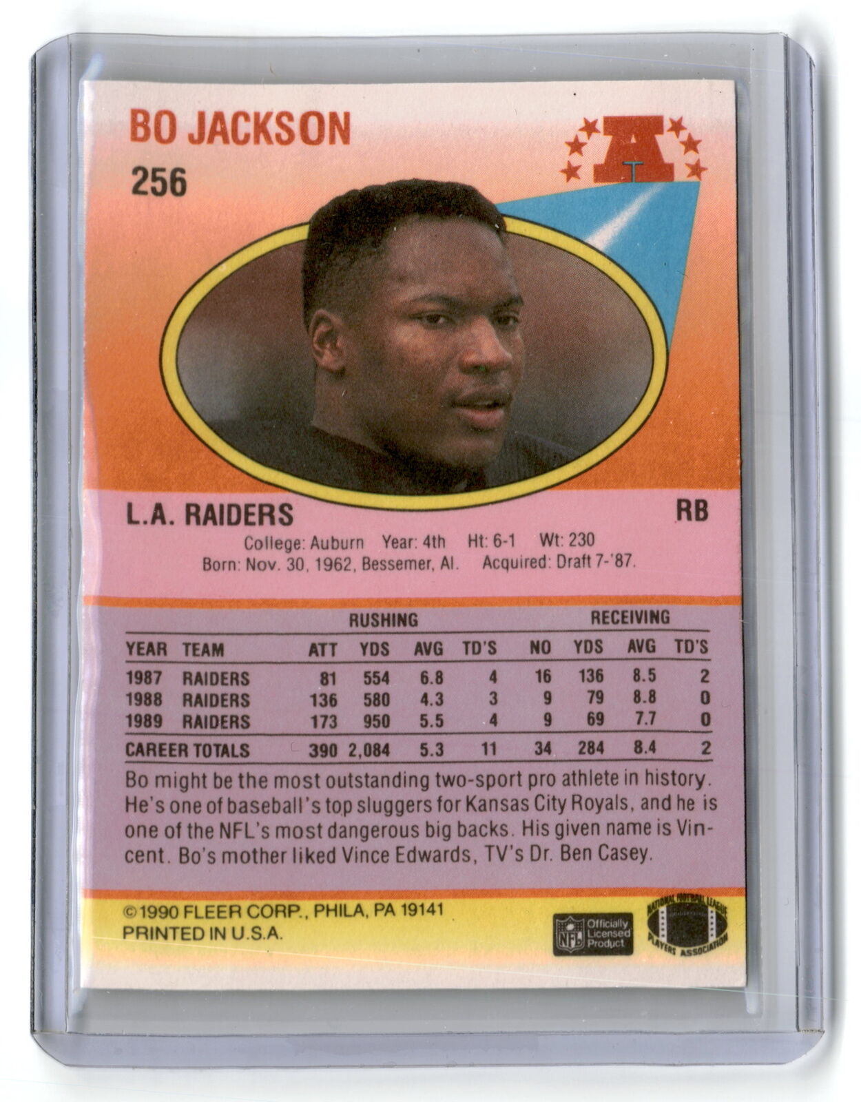 1990 Fleer #256 Bo Jackson NM