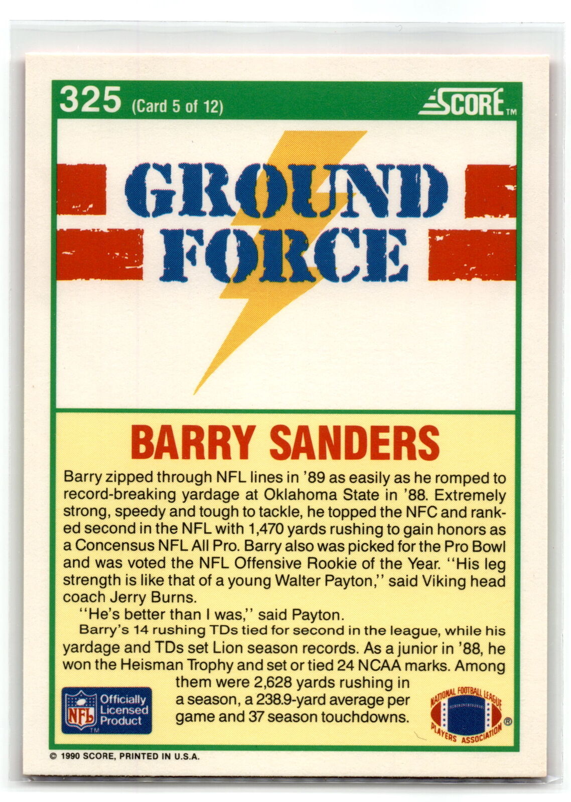 1990 Score #325 Barry Sanders NM