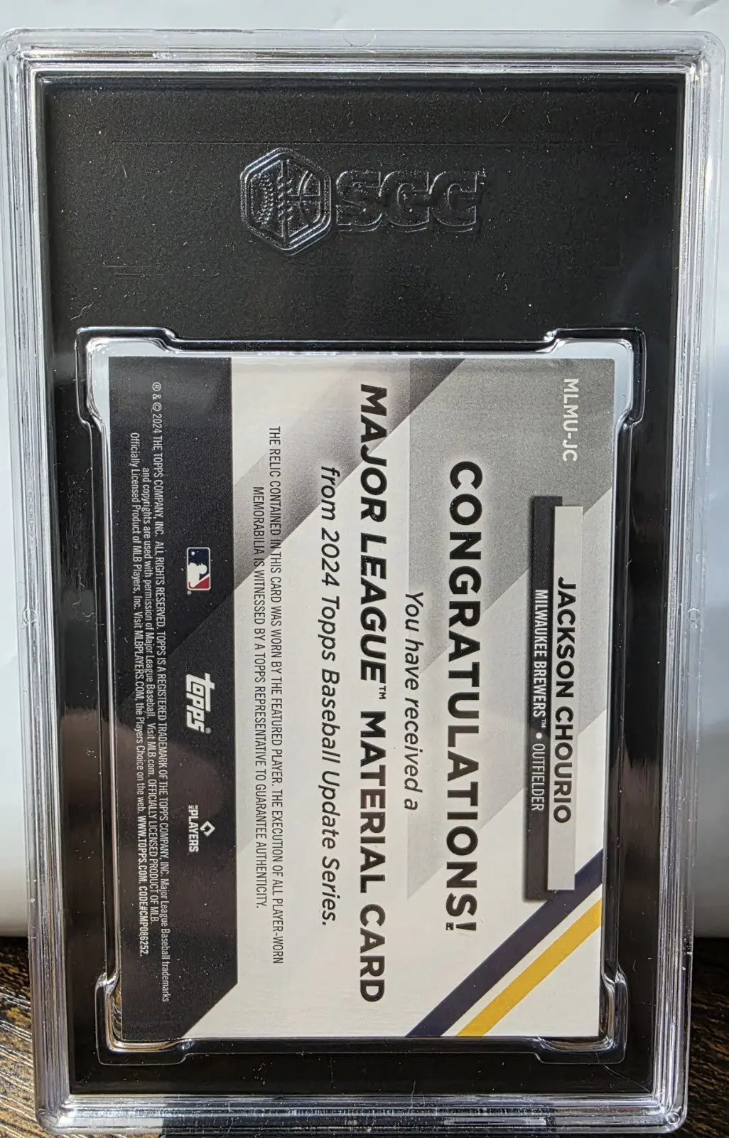 2024 TOPPS UPDATE MAJOR LEAGUE MATERIALS #JC JACKSON CHOURIO ROOKIE RC SGC 9.5