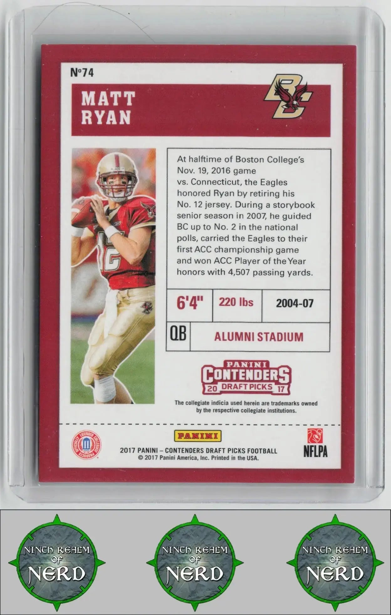 Matt Ryan 2017 Panini Contenders DP Bowl Ticket #74 SN Boston College CDP