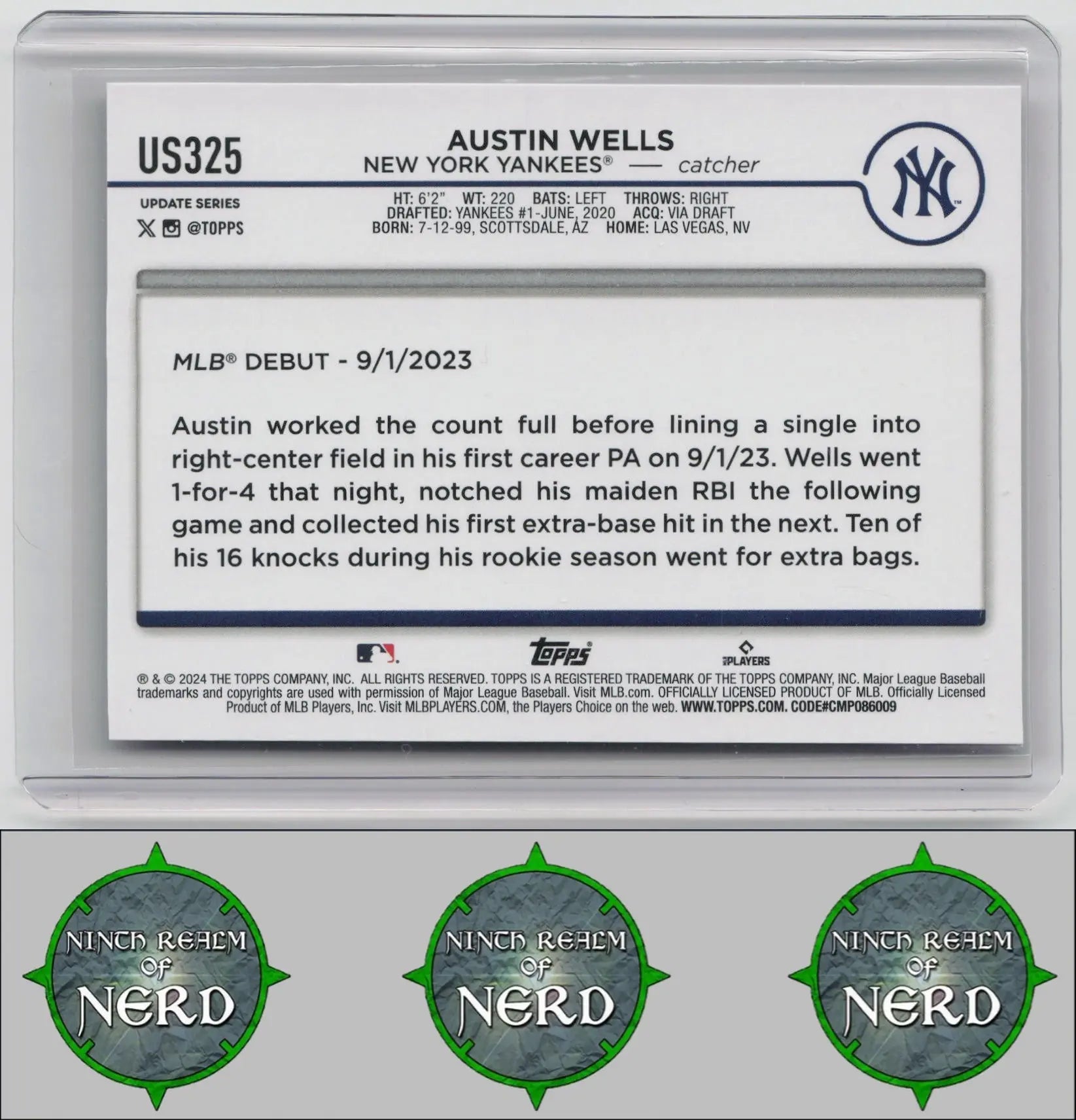 Austin Wells 2024 Topps Update #US325 New York Yankees CDP