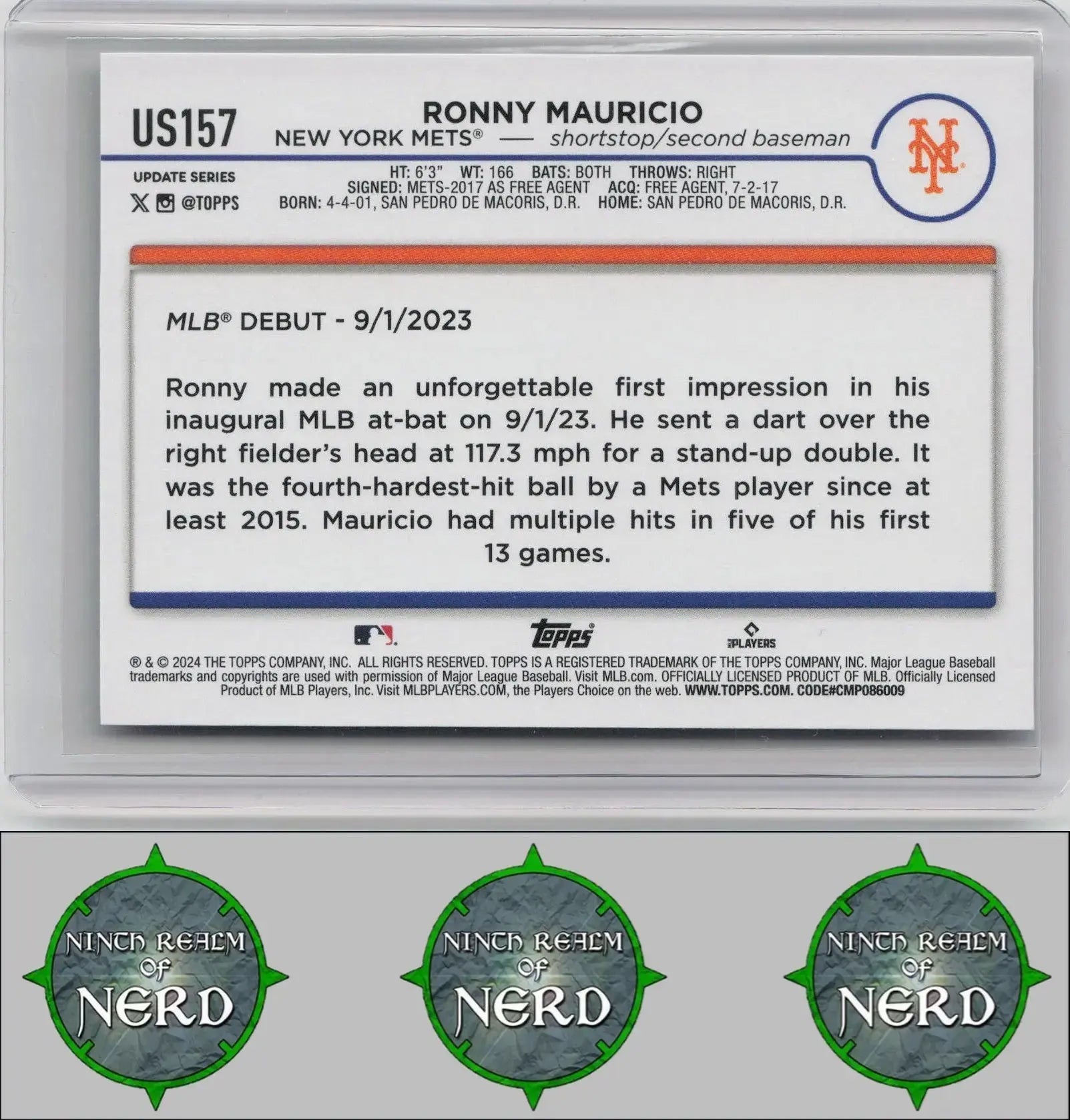 Ronny Mauricio 2024 Topps Update #US157 New York Mets CDP