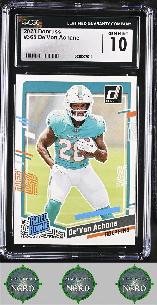 De'Von Achane 2023 Donruss #365 RC CGC 10 Miami Dolphins - Ninth Realm of Nerd