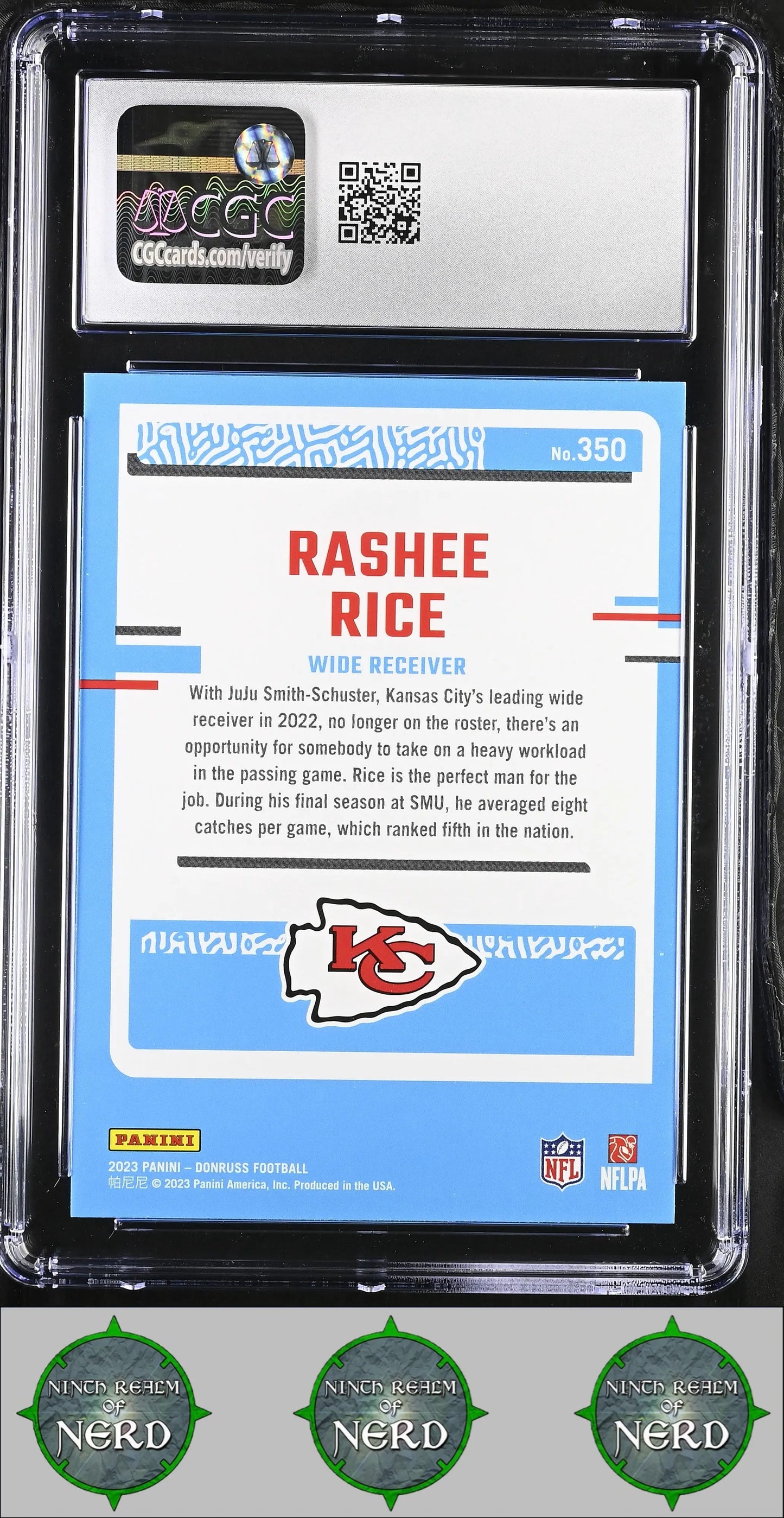 Rashee Rice 2023 Donruss #350 RC CGC 10 Kansas City Chiefs CDP