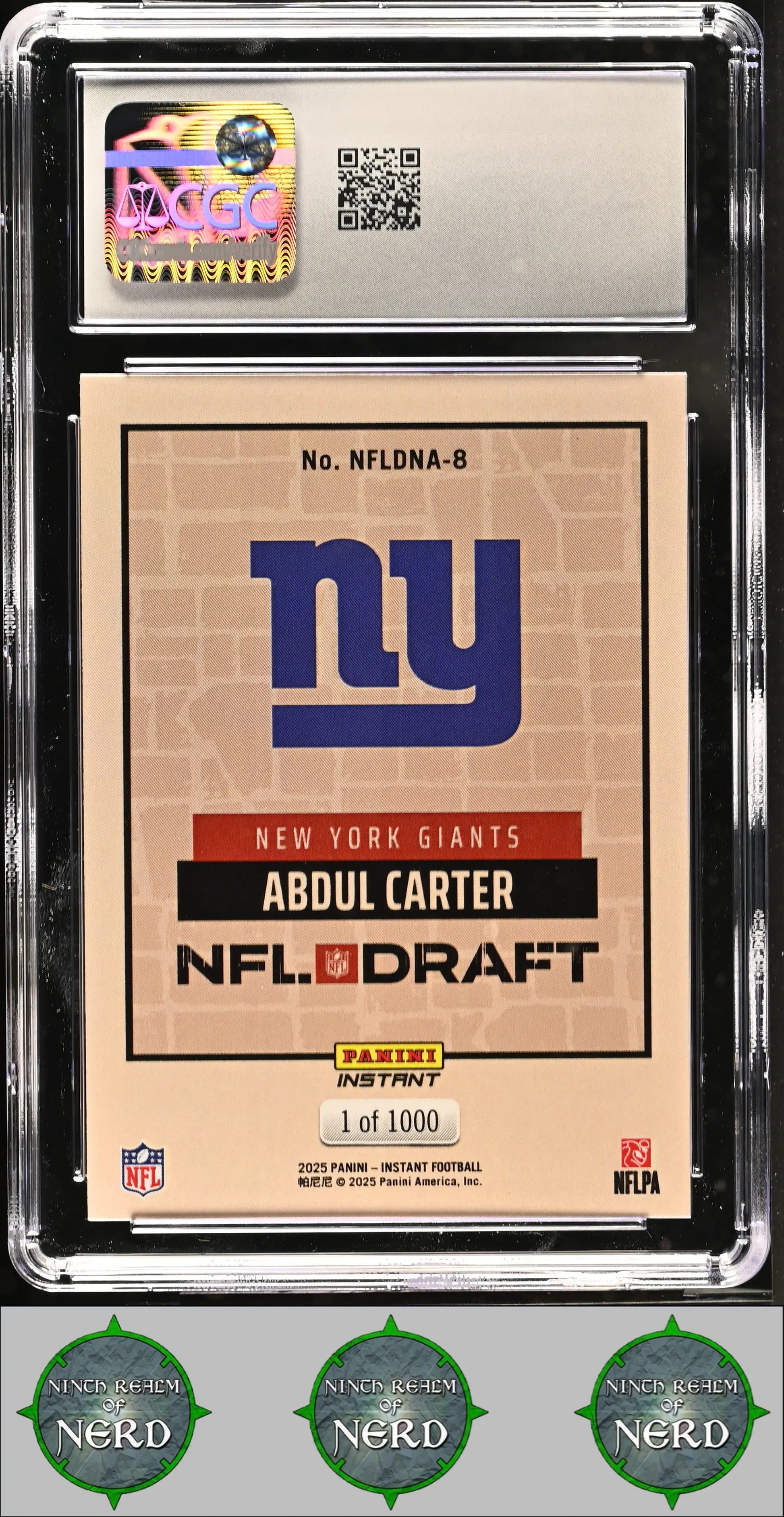 Abdul Carter 2025 Instant NFL Draft Night #NFLDNA-8 CGC 9.5 Giants CDP