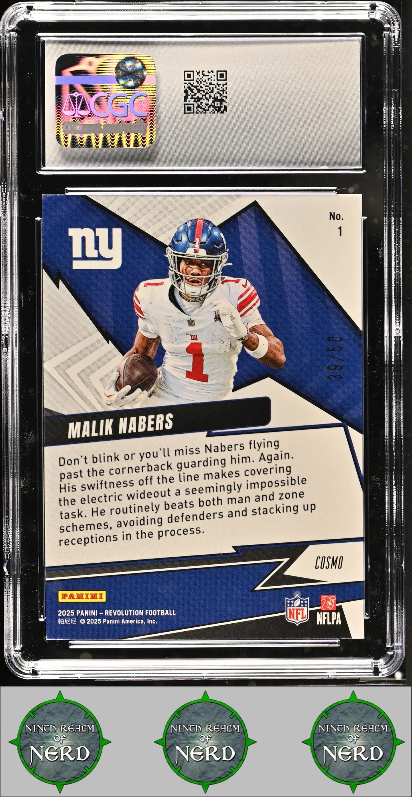 Malik Nabers 2025 Panini Revolution Red Cosmo #1 SN CGC 9 New York Giants #/50 CDP