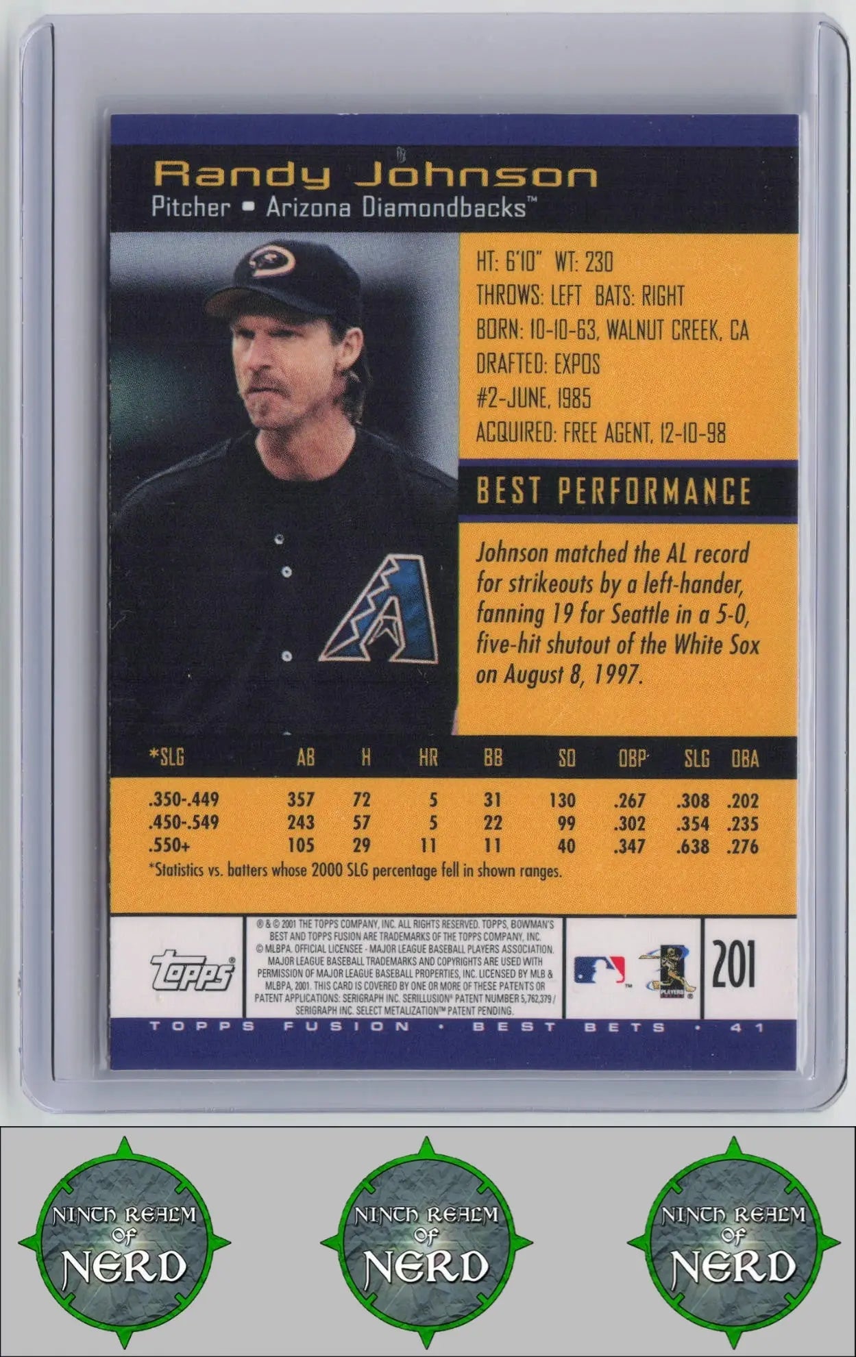 Randy Johnson 2001 Topps Fusion #201 Arizona Diamondbacks CDP