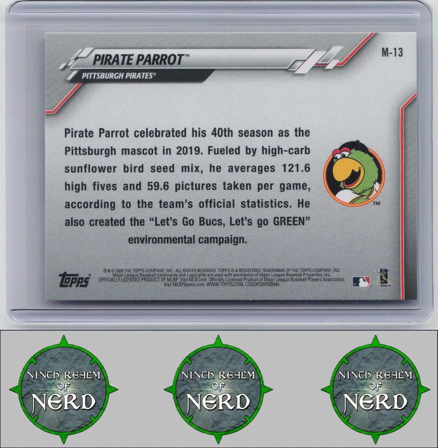 Pirate Parrot 2020 Topps Opening Day Mascots #M-13 Pittsburgh Pirates - Ninth Realm of Nerd