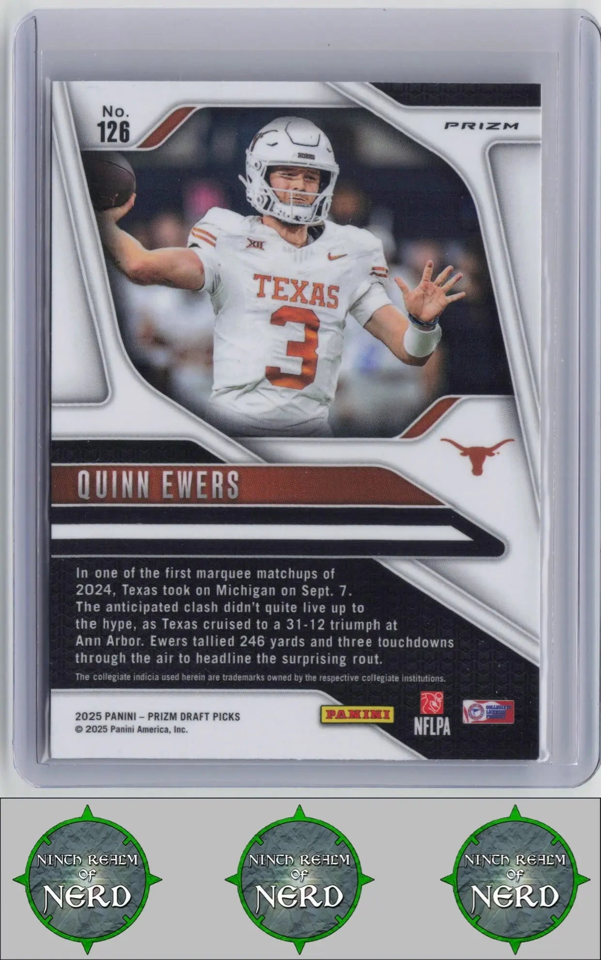 Quinn Ewers 2025 Panini Prizm Draft Picks Prizms Gold Ice #126 Texas Longhorns