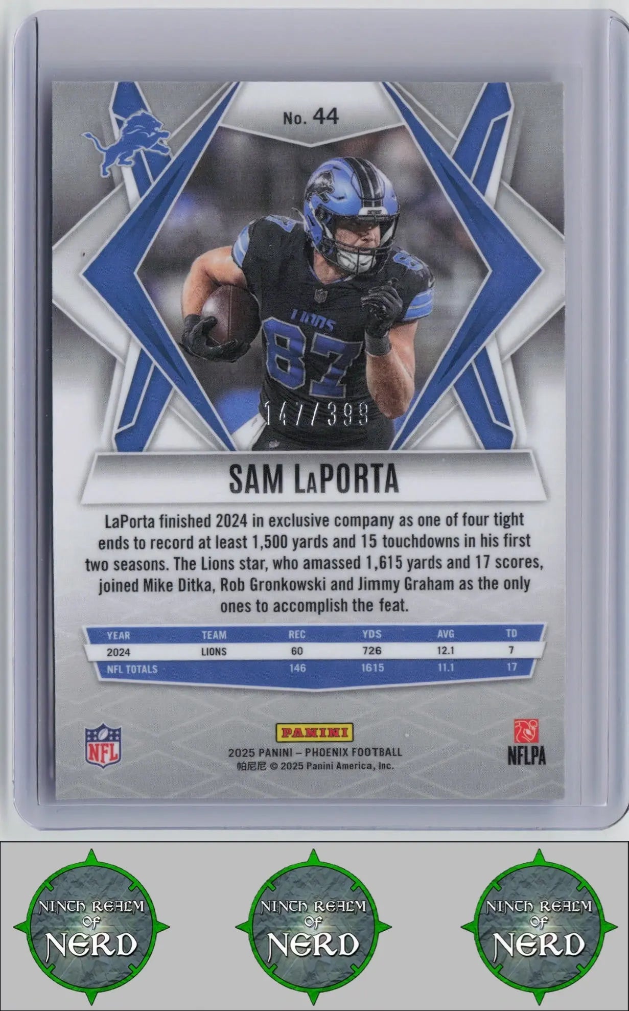 Sam LaPorta 2025 Panini Phoenix Red Winter Prizm #44 SN Detroit Lions