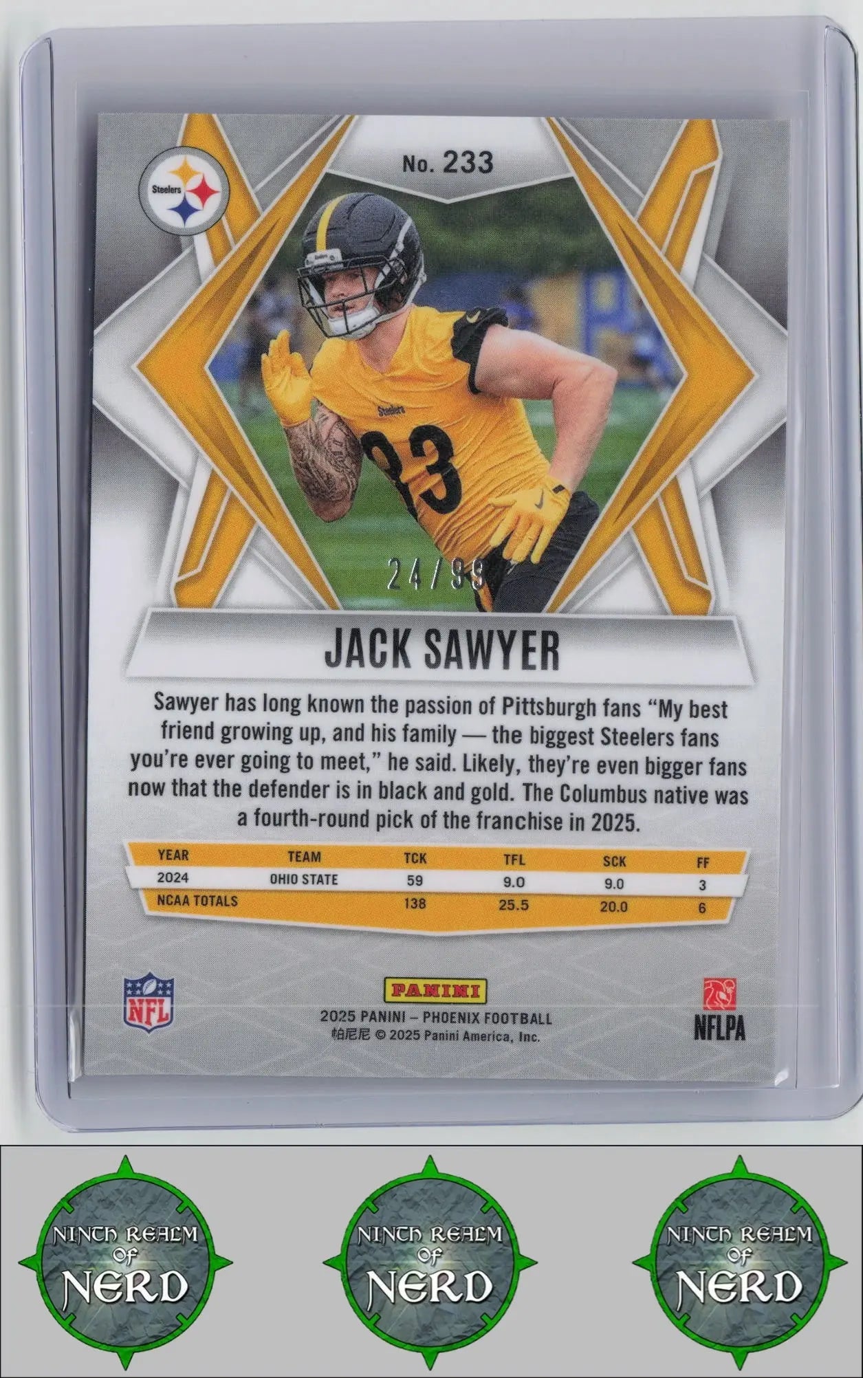 Jack Sawyer 2025 Panini Phoenix Orange Winter Prizm #233 Pittsburgh Steelers
