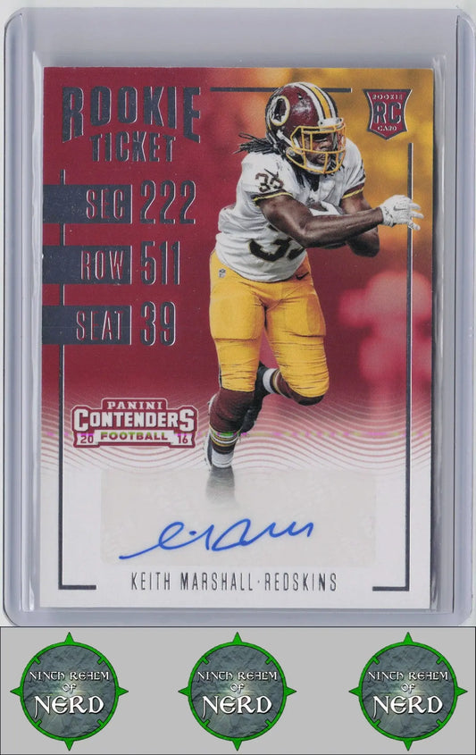 Keith Marshall 2016 Panini Contenders #112 RC,AU Washington Redskins - Ninth Realm of Nerd
