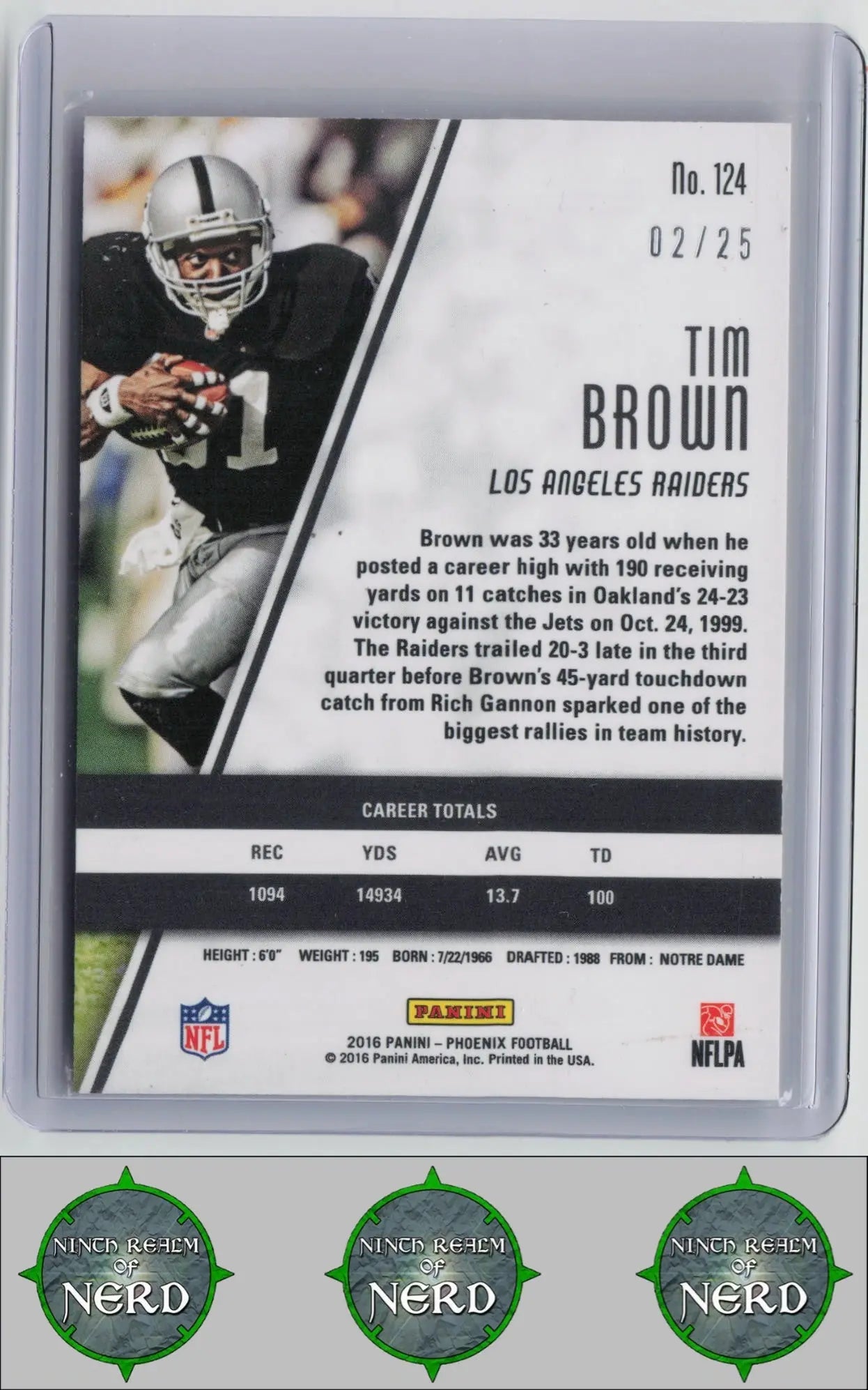 Tim Brown 2016 Panini Phoenix Yellow #124 SN Los Angeles Raiders CDP