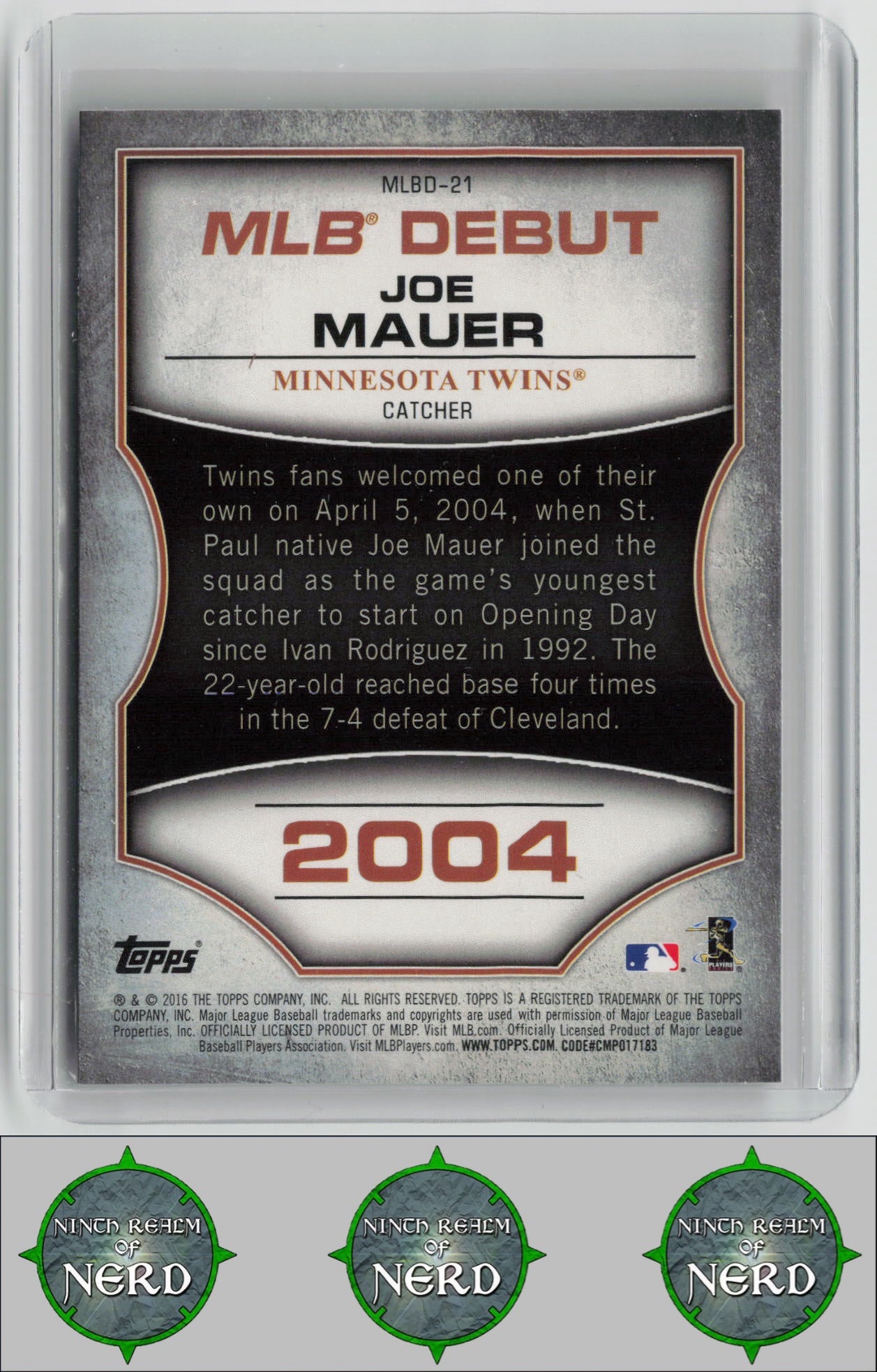 Joe Mauer 2016 Topps MLB Debut Gold (Series 1) #MLBD-21 Minnesota Twins