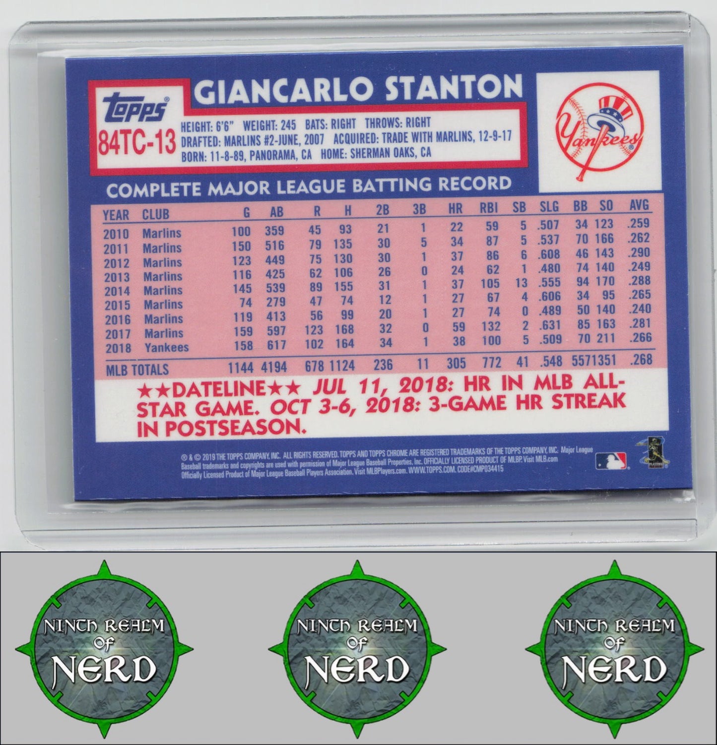 Giancarlo Stanton 2019 Topps Chrome 1984 35th Anniversary #84TC-13 NY Yankees