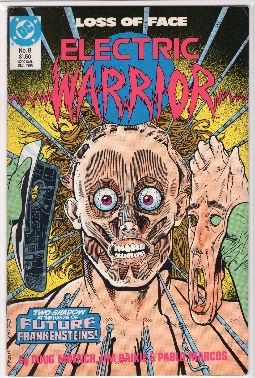 Electric Warrior #8  (DC,1986) Moench "Future Frankensteins" Loss of Face!