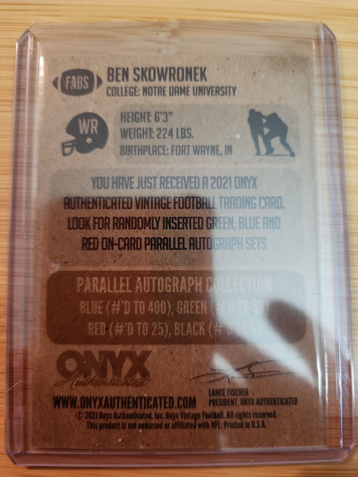 Ben Skowronek RC Blue Auto /400 2021 Onyx Vintage Football