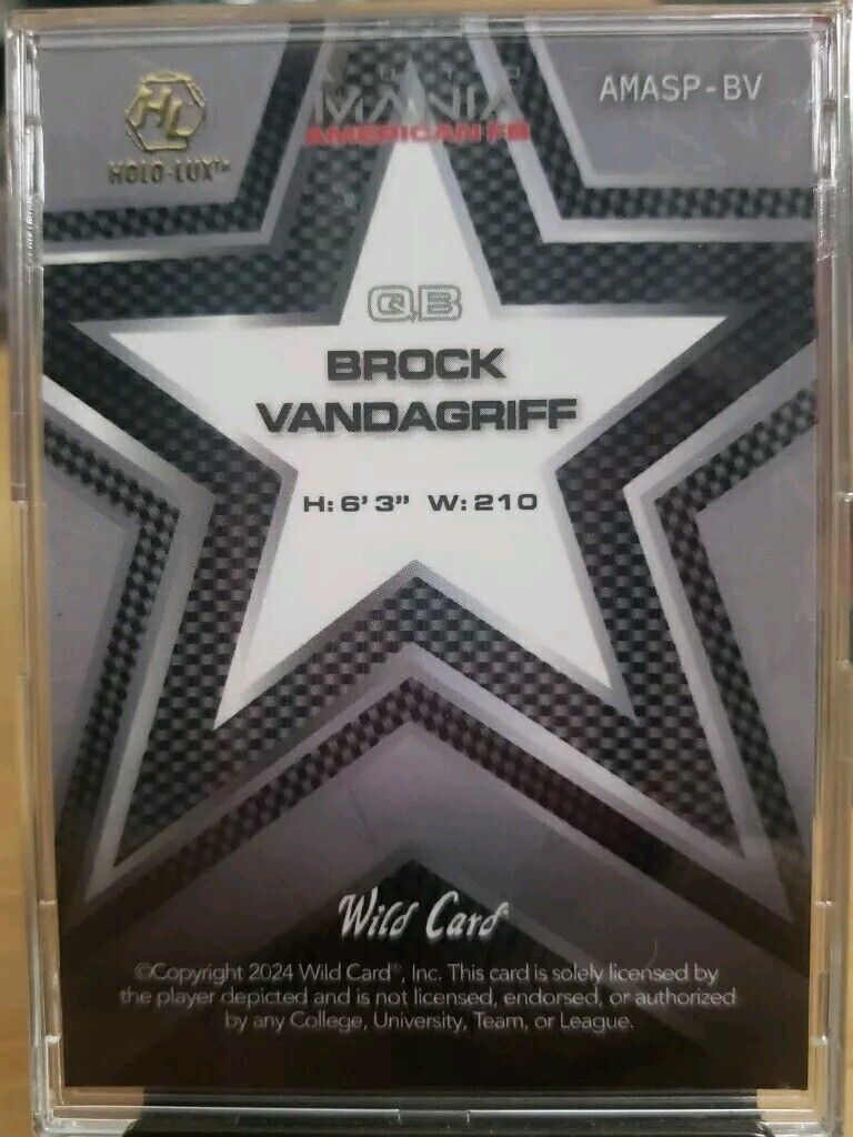 2024 Wild Card National Auto Mania FB - Brock Vandagriff - #d 1/2