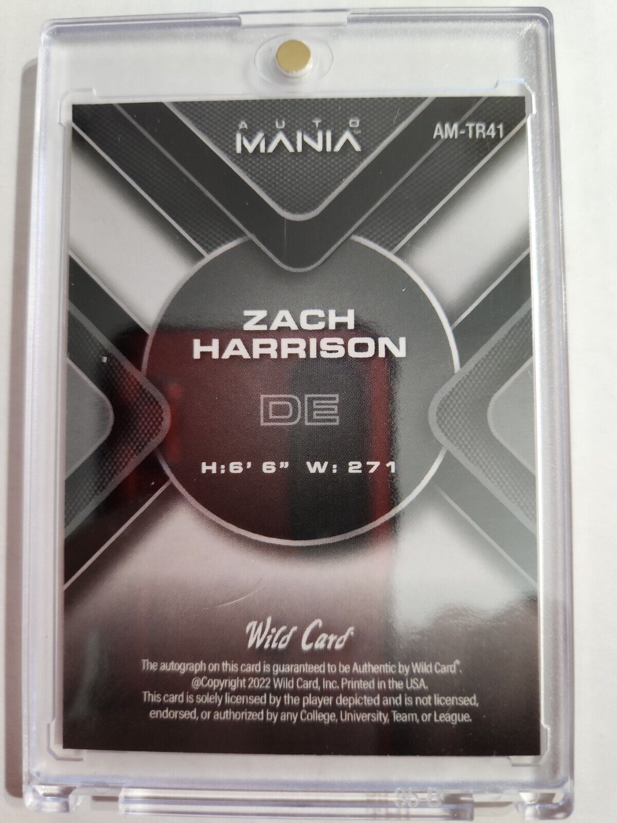 2022 wild card auto Mania Zach Harrison /5