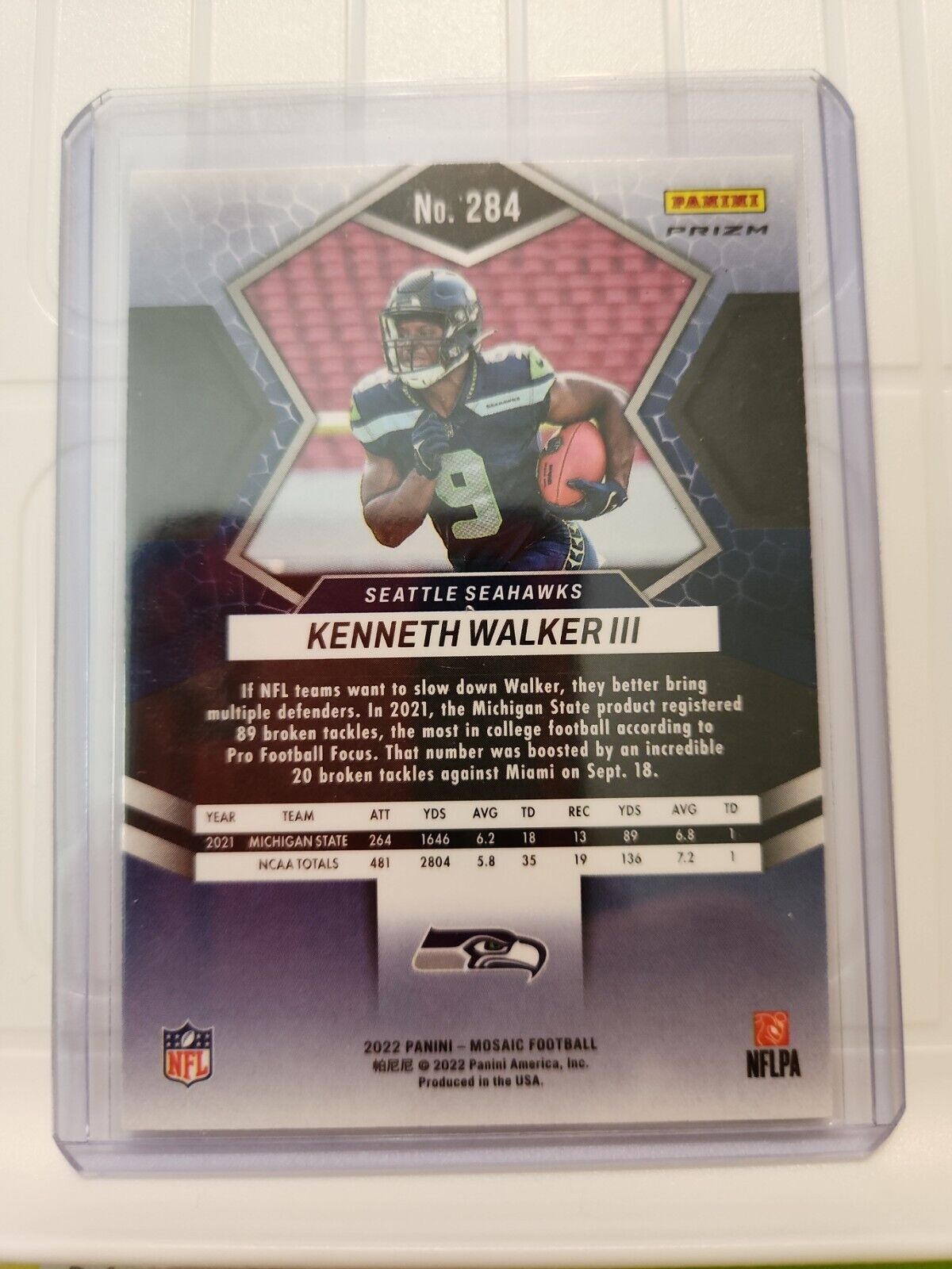 Lot 2 2022 Panini Mosaic KENNETH WALKER III Pink Camo Prizm & Base RC