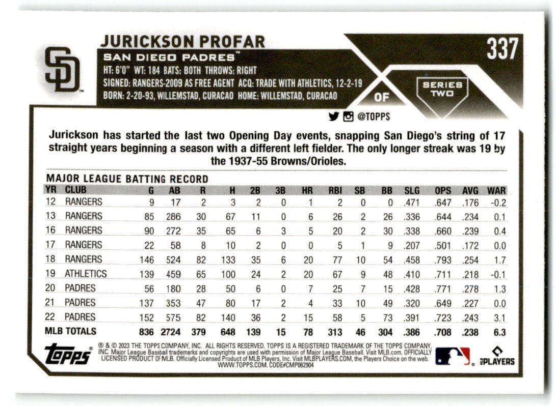 2023 Topps #337 Jurickson Profar NM