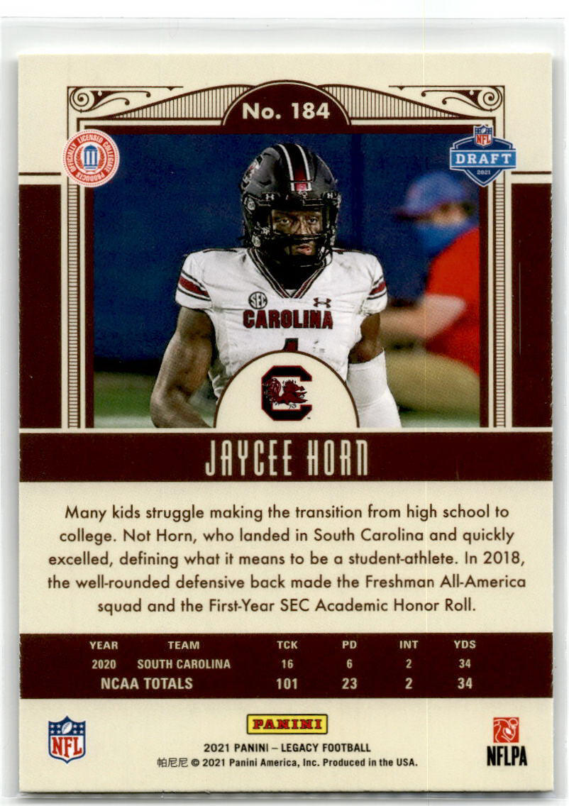 2021 Panini Legacy #184 Jaycee Horn NM