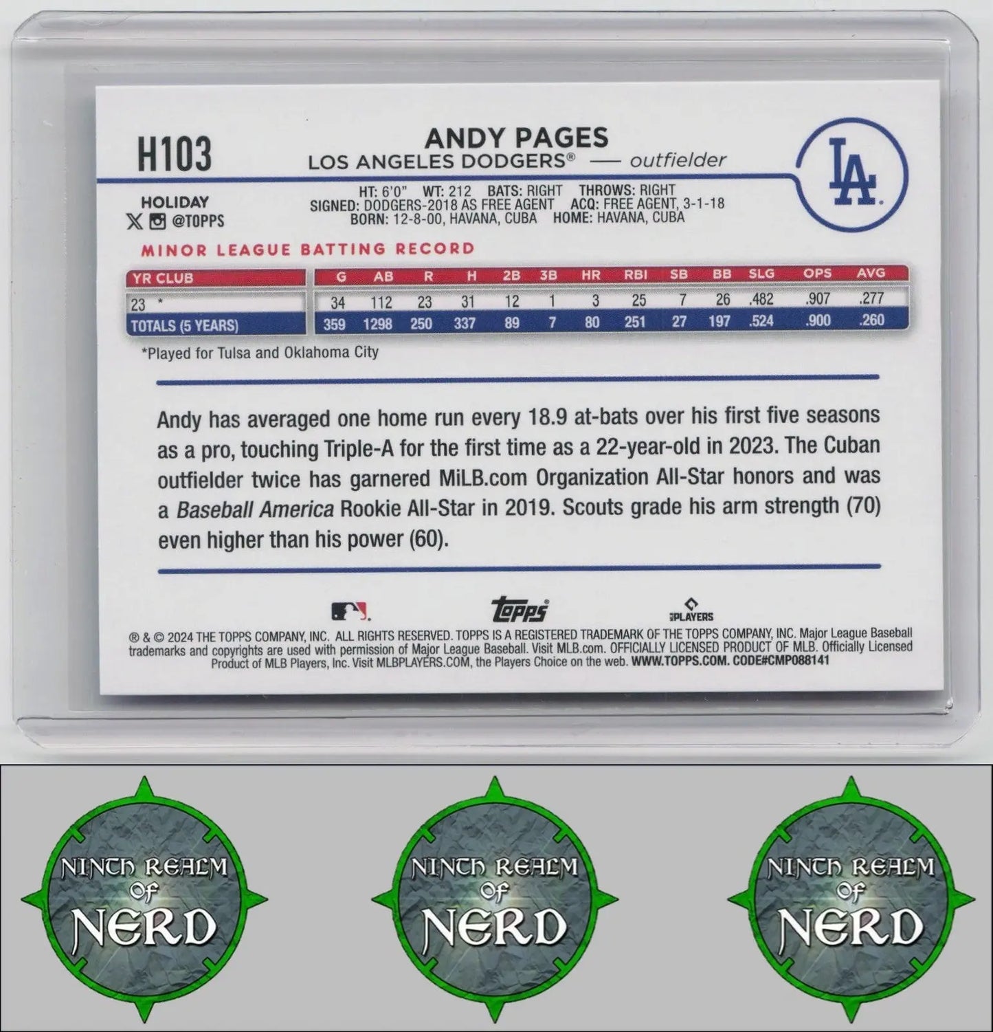 Andy Pages 2024 Topps Holiday #H103 RC Los Angeles Dodgers