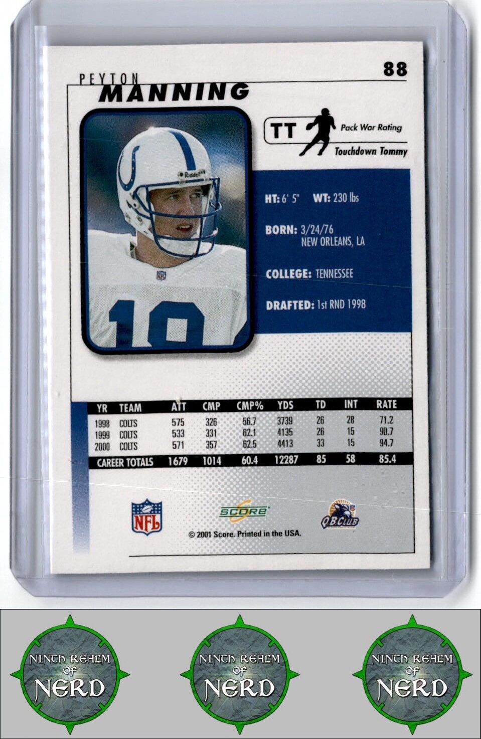 2001 Score Select #88 Peyton Manning