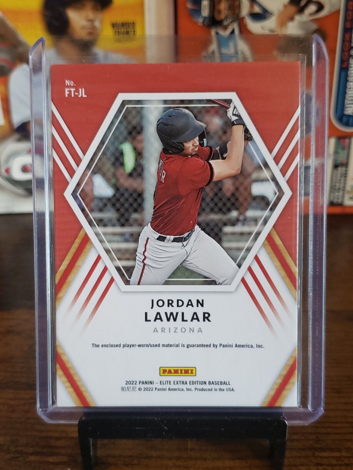 2022 Elite Extra Edition Future Threads Relic Red #FT-JL Jordan Lawlar /49