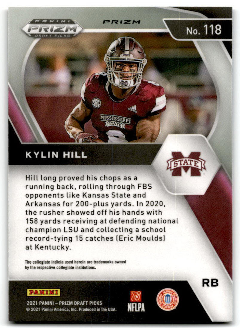 2021 Panini Prizm Draft Picks Collegiate #118 Kylin Hill NM