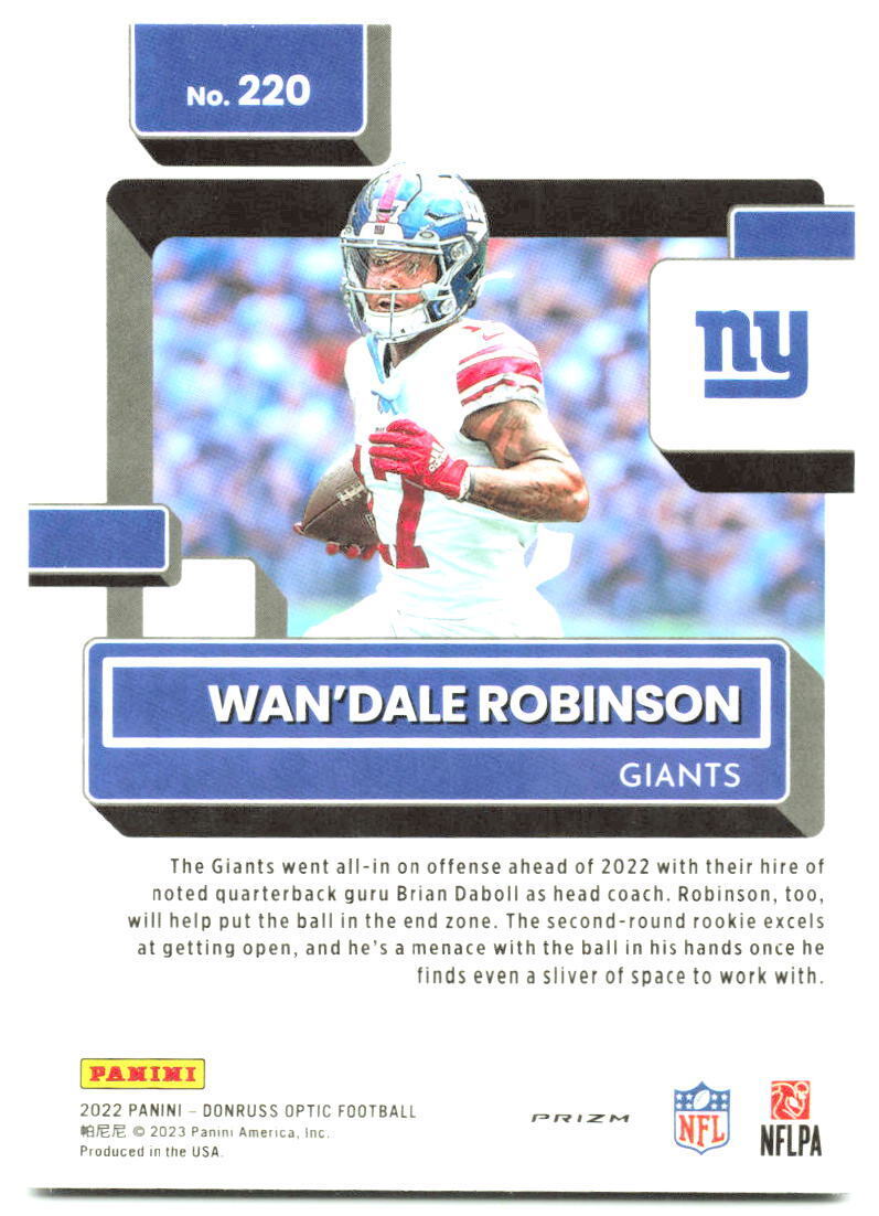 2022 Donruss Optic #220 Wan'Dale Robinson purple shock NM