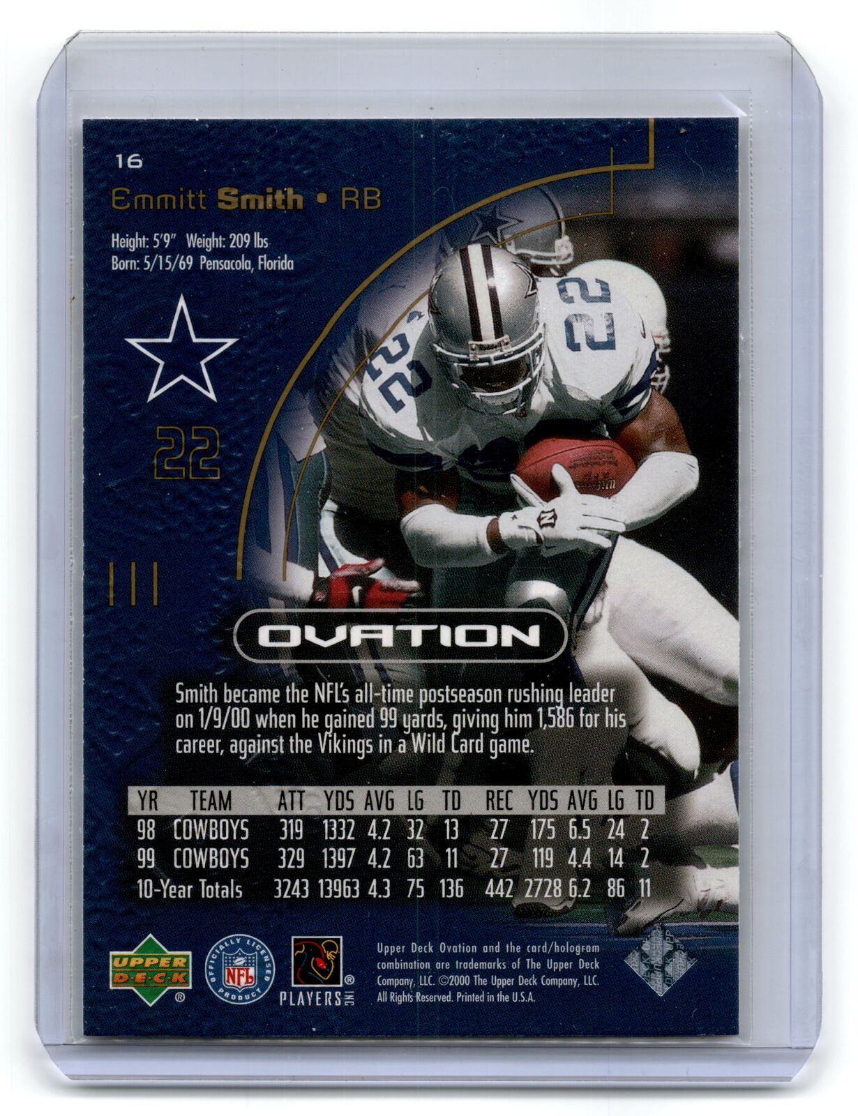 2000 Upper Deck Ovation #16 Emmitt Smith NM