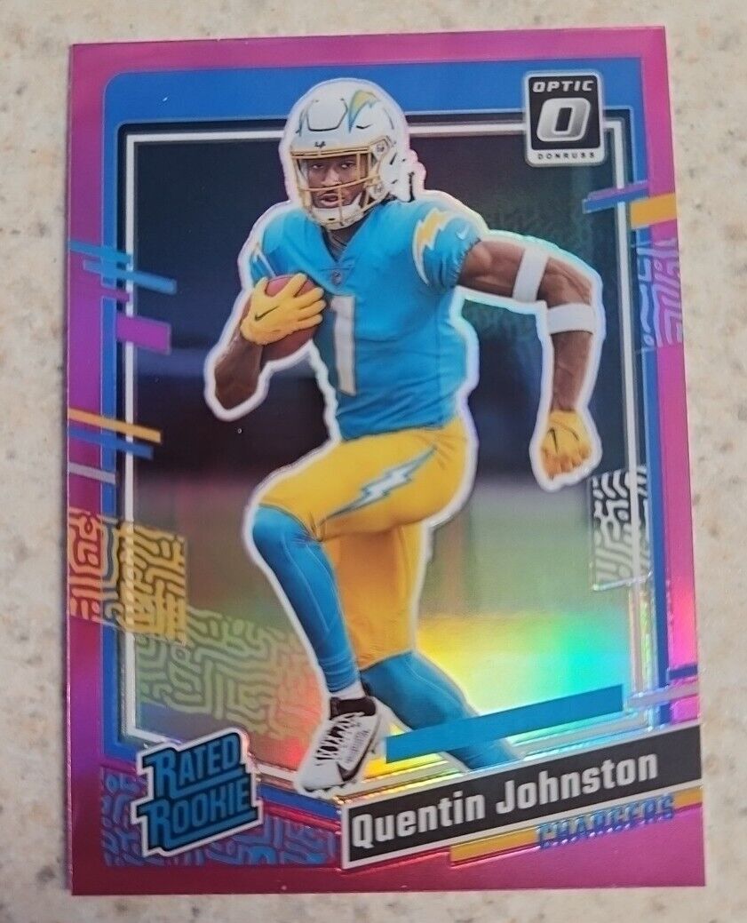 Quentin Johnston 353 Rated Rookie Optic Pink Panini Donruss 2023 Football Card