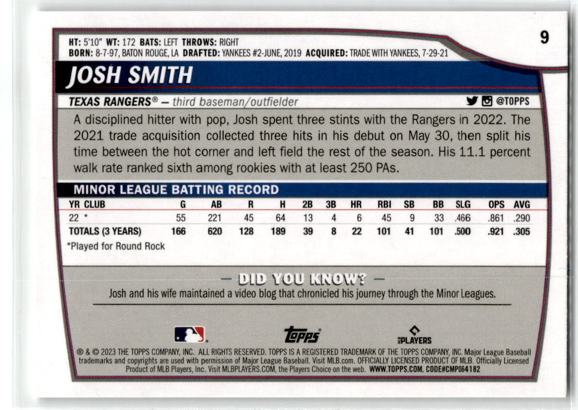 2023 Topps Big League #9 Josh Smith NM