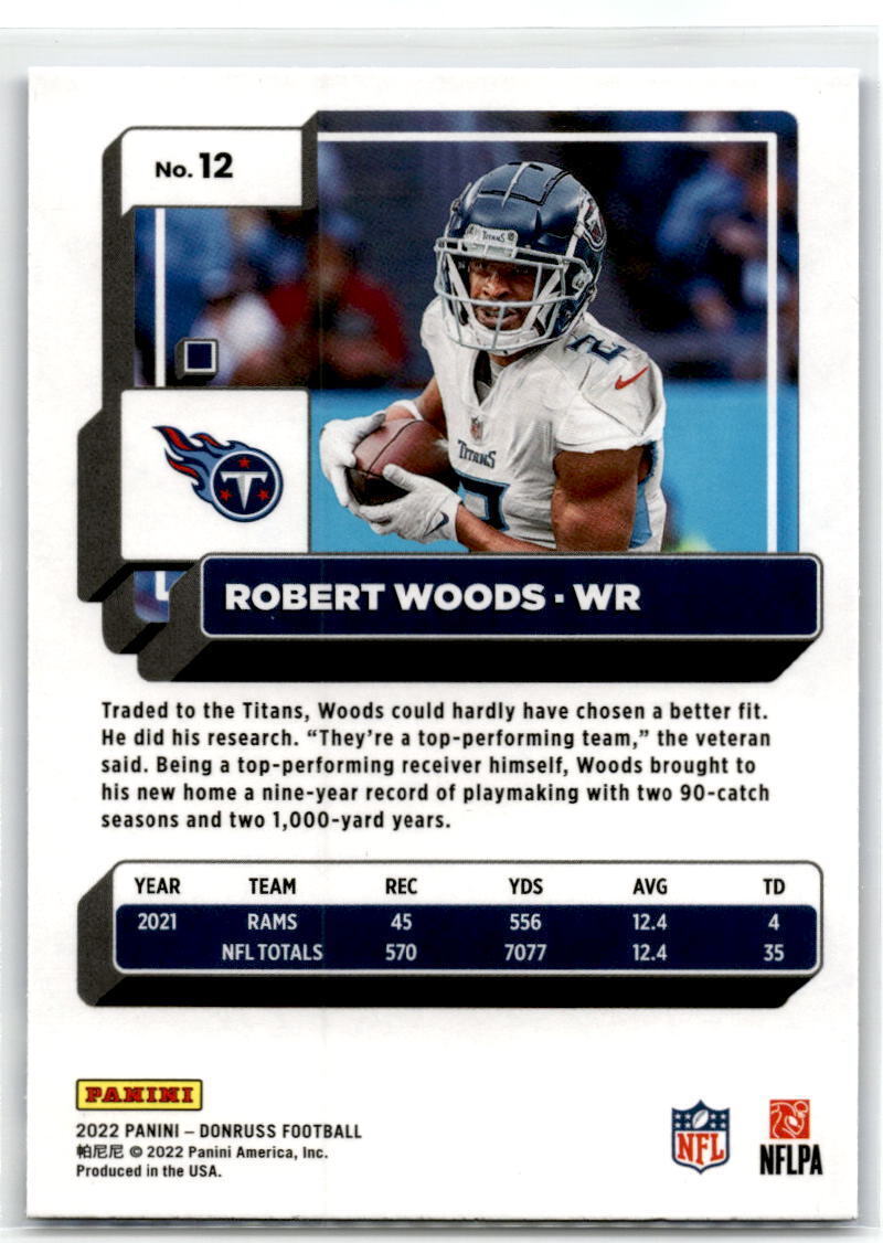 2022 Donruss #12 Robert Woods Blue Press Proof NM