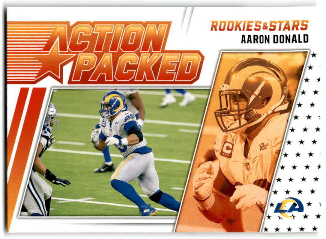 2021 Panini Rookies & Stars #AP-27 Aaron Donald Action Packed Orange NM