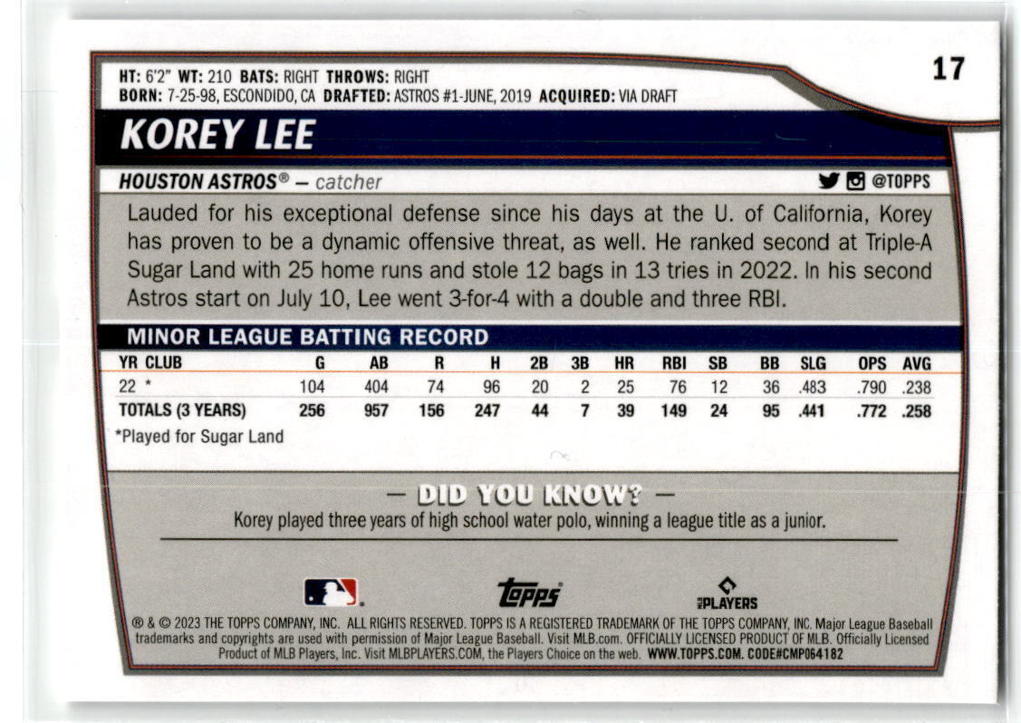 2023 Topps Big League #17 Korey Lee NM