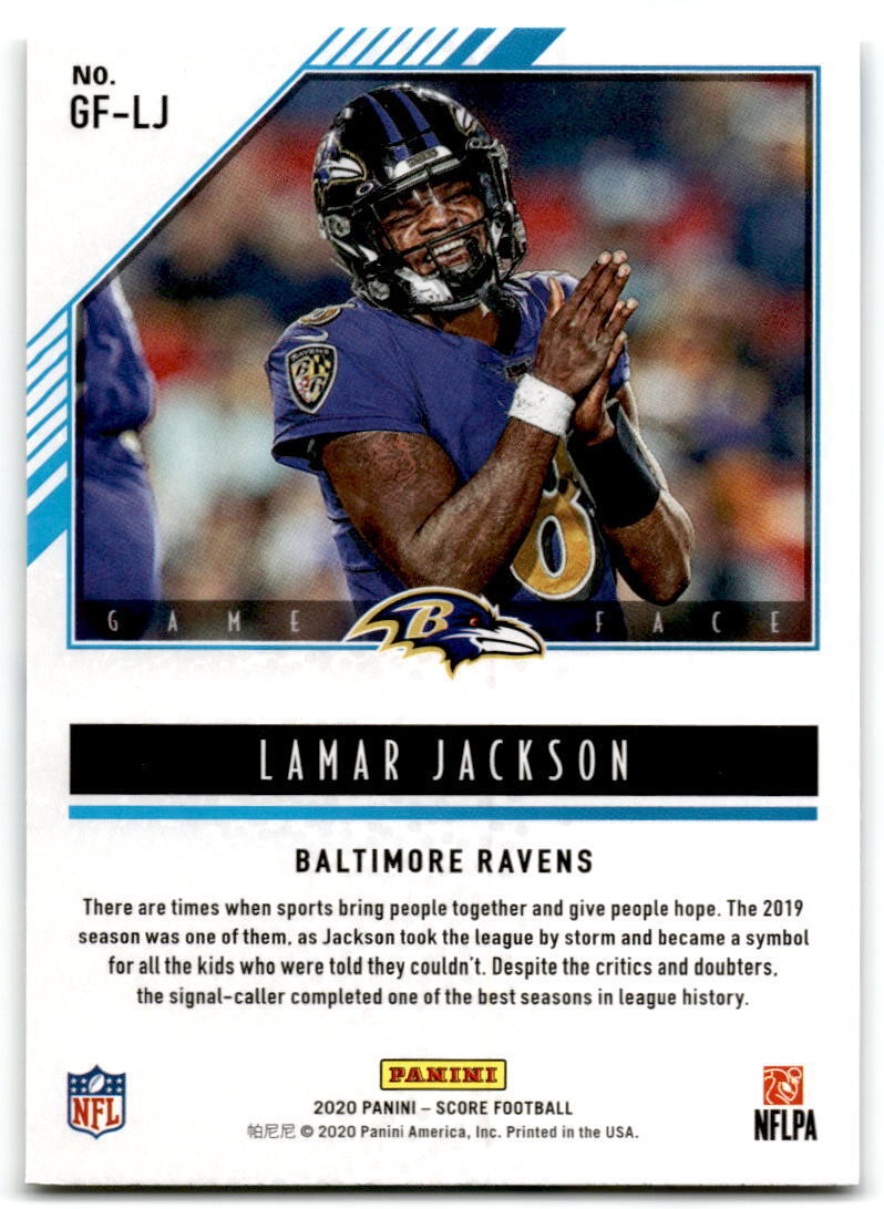 2020 Score #GF-LJ Lamar Jackson Game Face NM