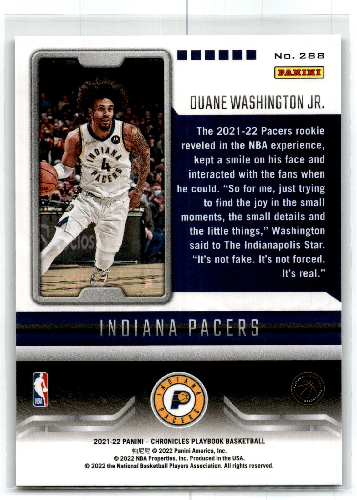 2021 Panini Chronicles #288 Duane Washington Jr. NM