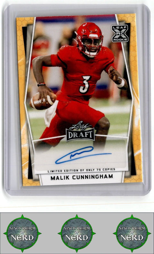 2022 Leaf Draft (Hobby) #BA-MC1 Malik Cunningham Autographs Gold