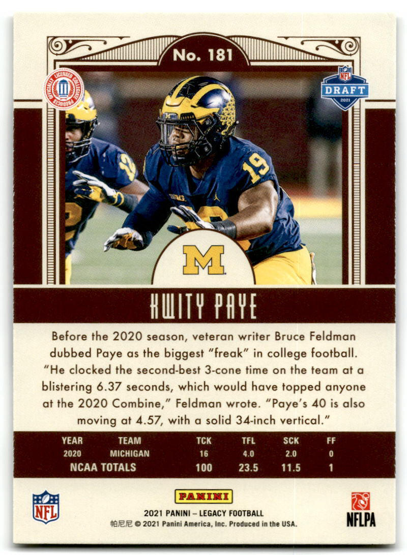 2021 Panini Legacy #181 Kwity Paye NM