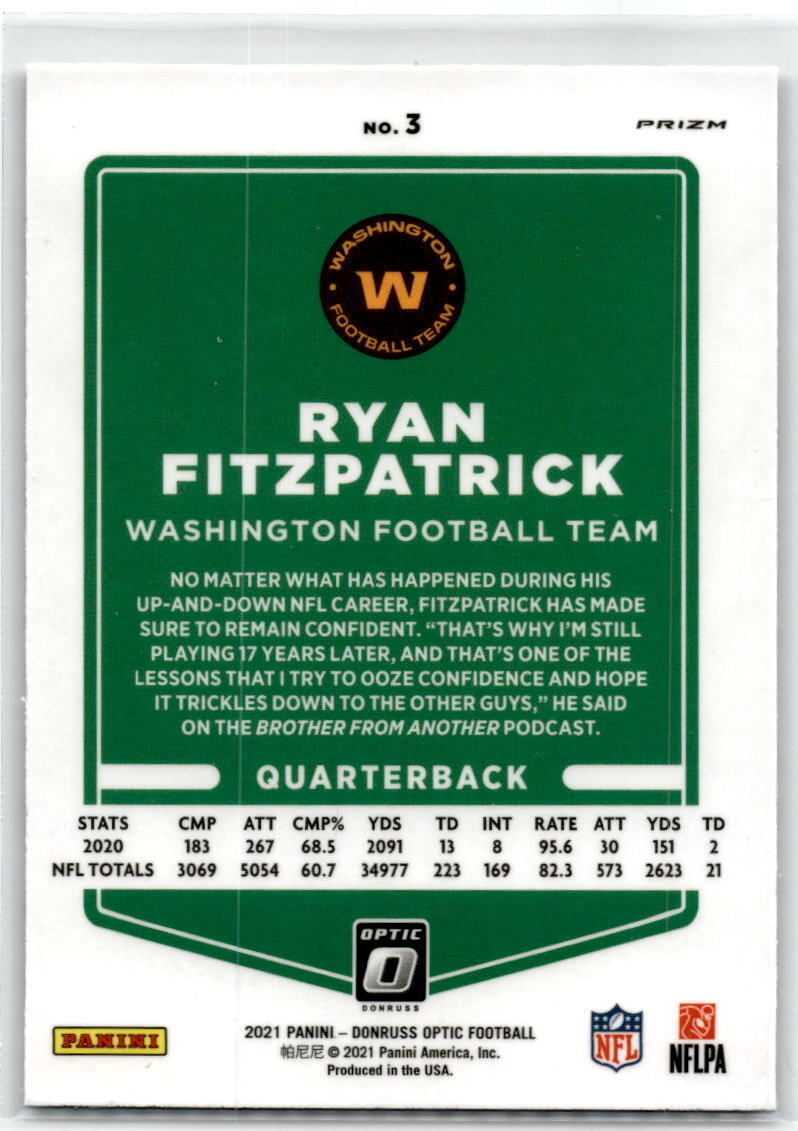 2021 Donruss Optic #3 Ryan Fitzpatrick NM